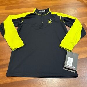 Spyder Charger Blk Neon 1/4 Zip Thermal Shirt Boys XL Ski Base Layer NWT Active